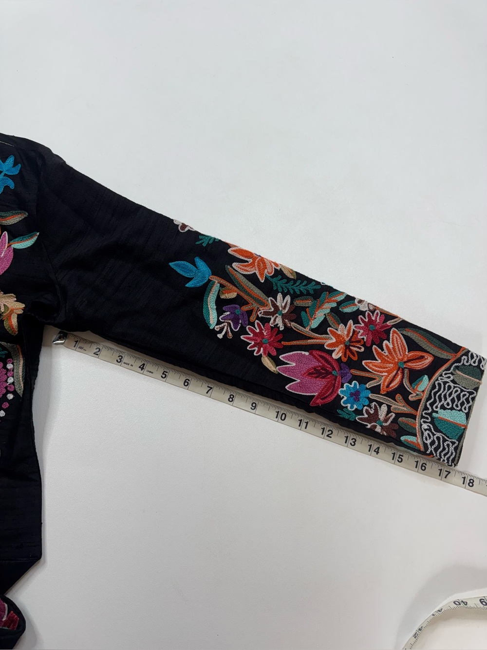 ANU 100% Silk Embroidered Open-Front Floral Jacket Womens Small - Picture 10 of 12